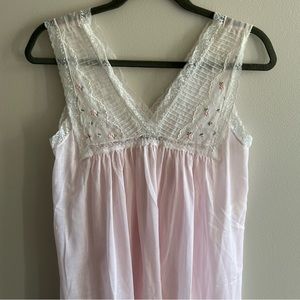 Vintage Christian Dior Lingerie Pink Lace Floral Nightgown